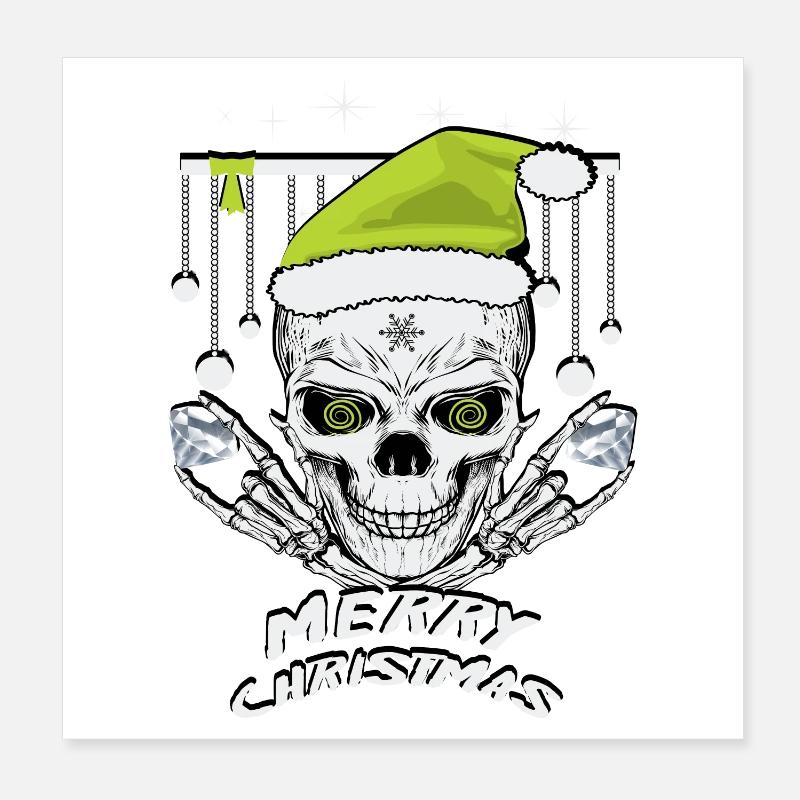 Crâne de Noël vert Poster 20 x 20 cm