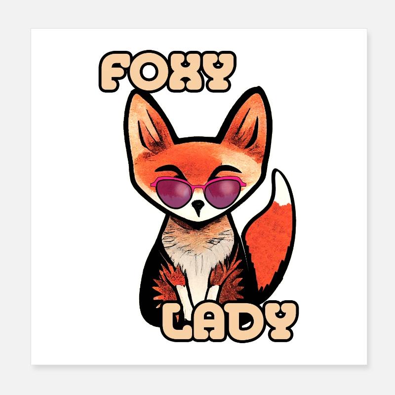Foxy Lady - Renarde Avec Lunettes de Soleil Poster 20 x 20 cm