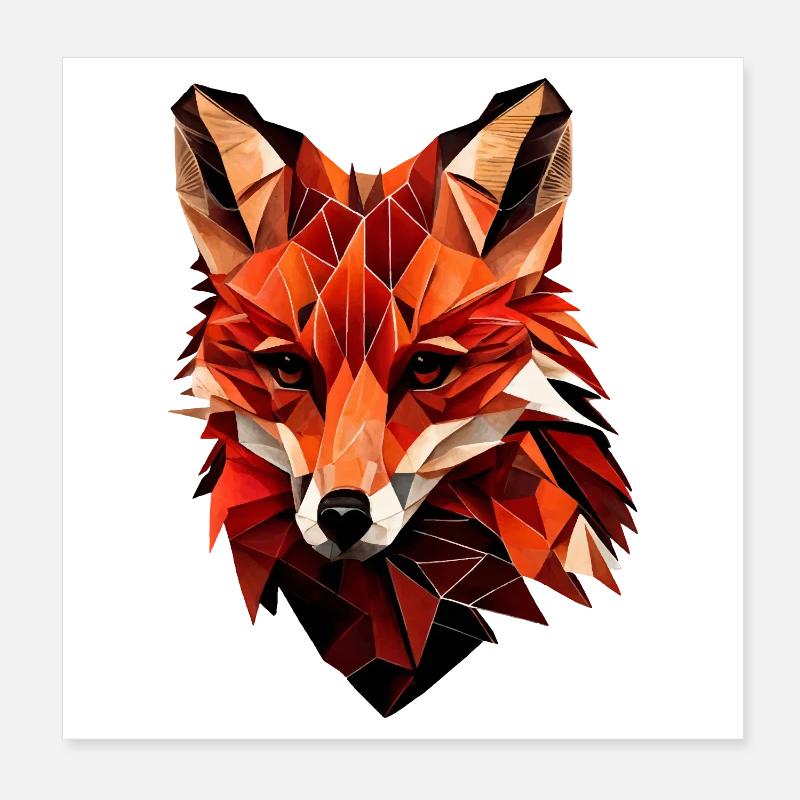 Stylized fox, Geometric Poster 8" x 8" (20x20 cm)