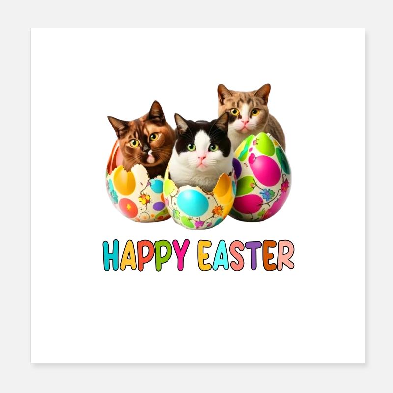 Défilé de chatons et d’œufs de Pâques Poster 20 x 20 cm