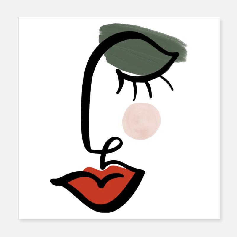 Abstraktes Gesicht einer Frau Poster 20x20 cm