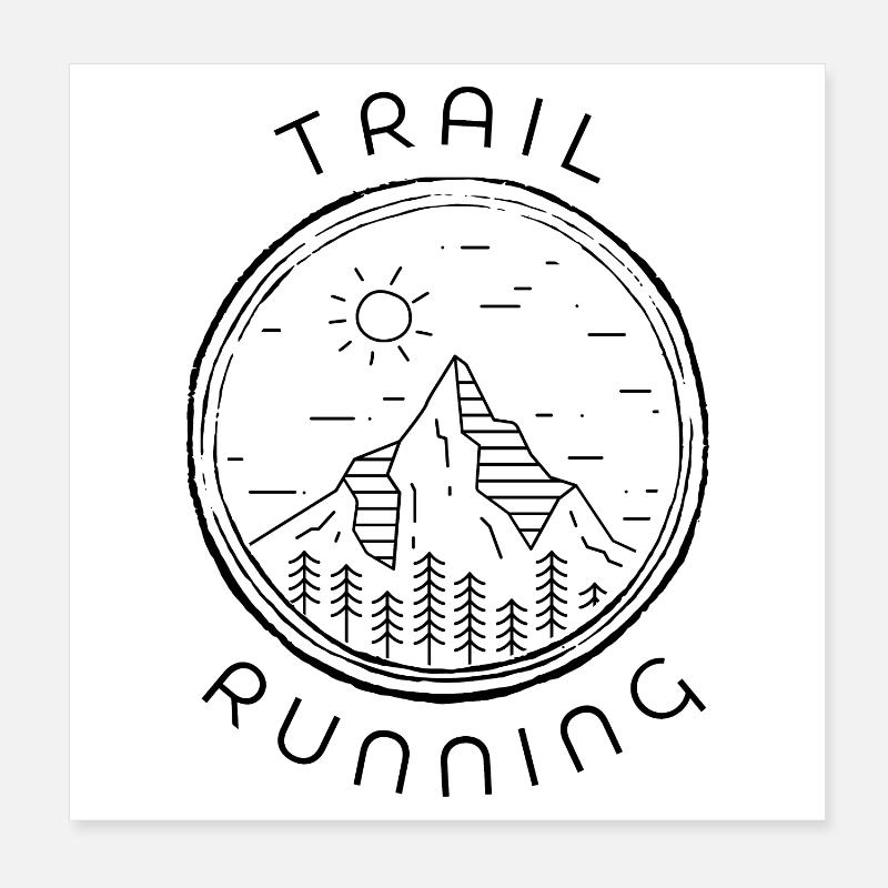 Trail Running Mountains Forest Sun Poster 8" x 8" (20x20 cm)