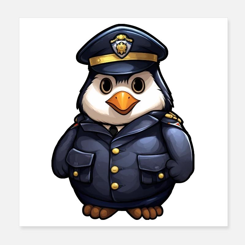 Policière pingouin Poster 20 x 20 cm