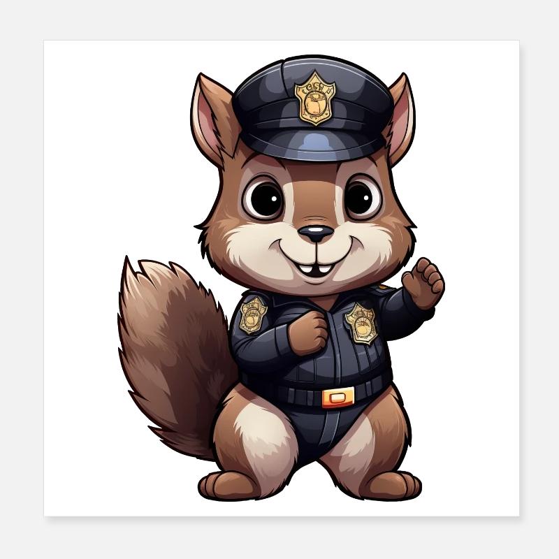 Eichhörnchen Polizist Poster 20x20 cm