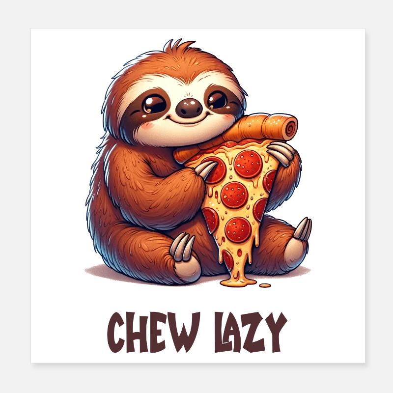 Faultier Pizza Poster 20x20 cm