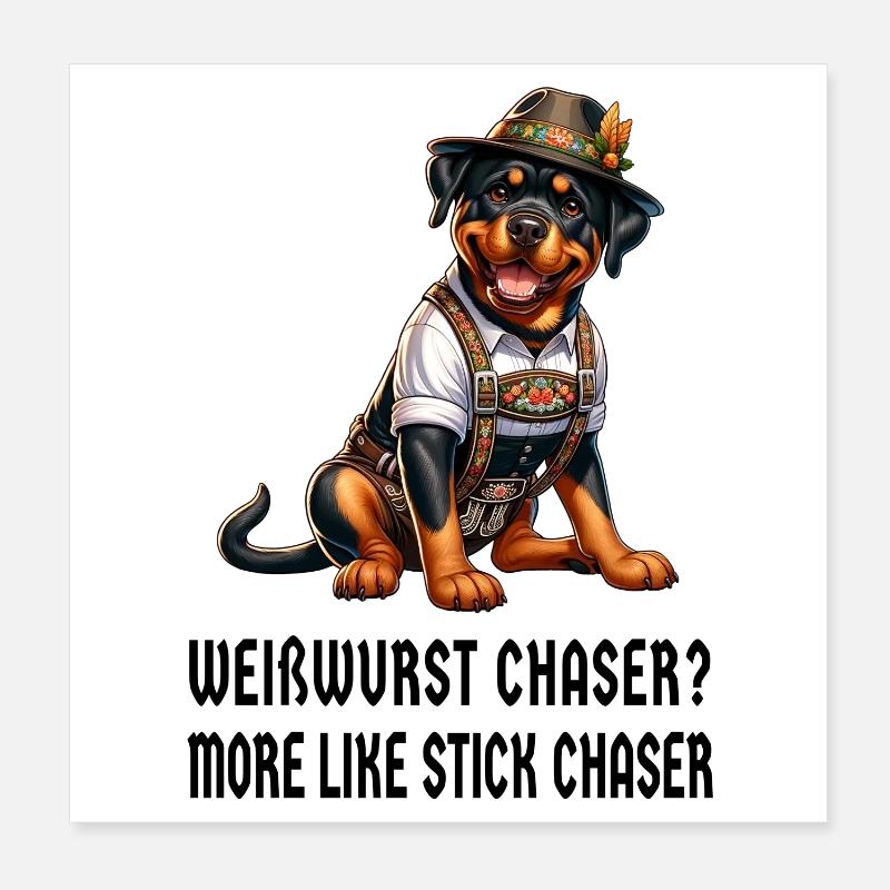 Rottweiler Weisswurst Design Poster 8" x 8" (20x20 cm)