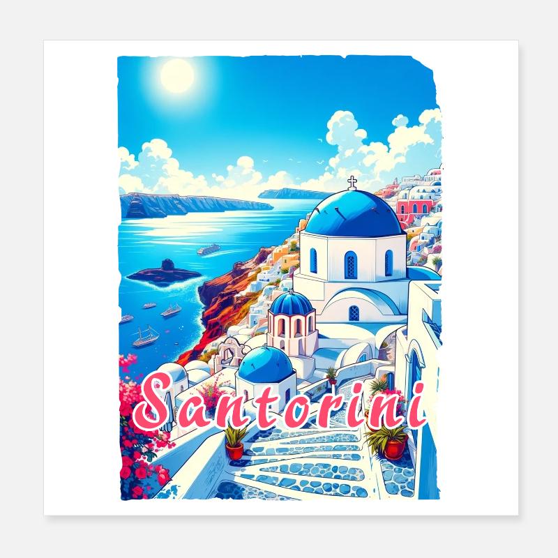Grèce, souvenirs, vacances, Santorin Poster 20 x 20 cm