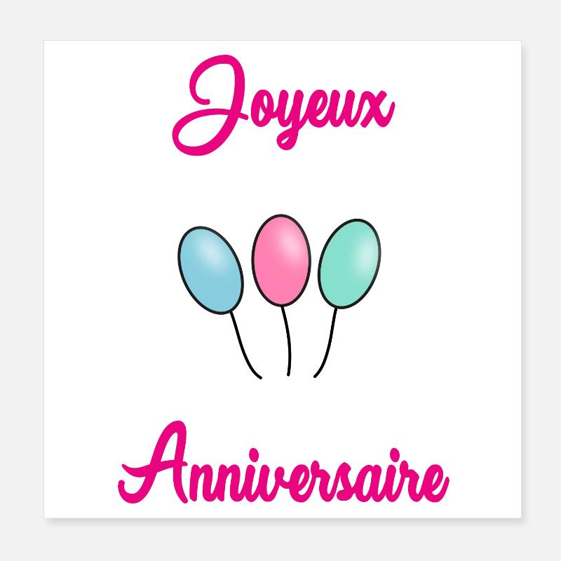 JOYEUX ANNIVERSAIRE Poster 20 x 20 cm