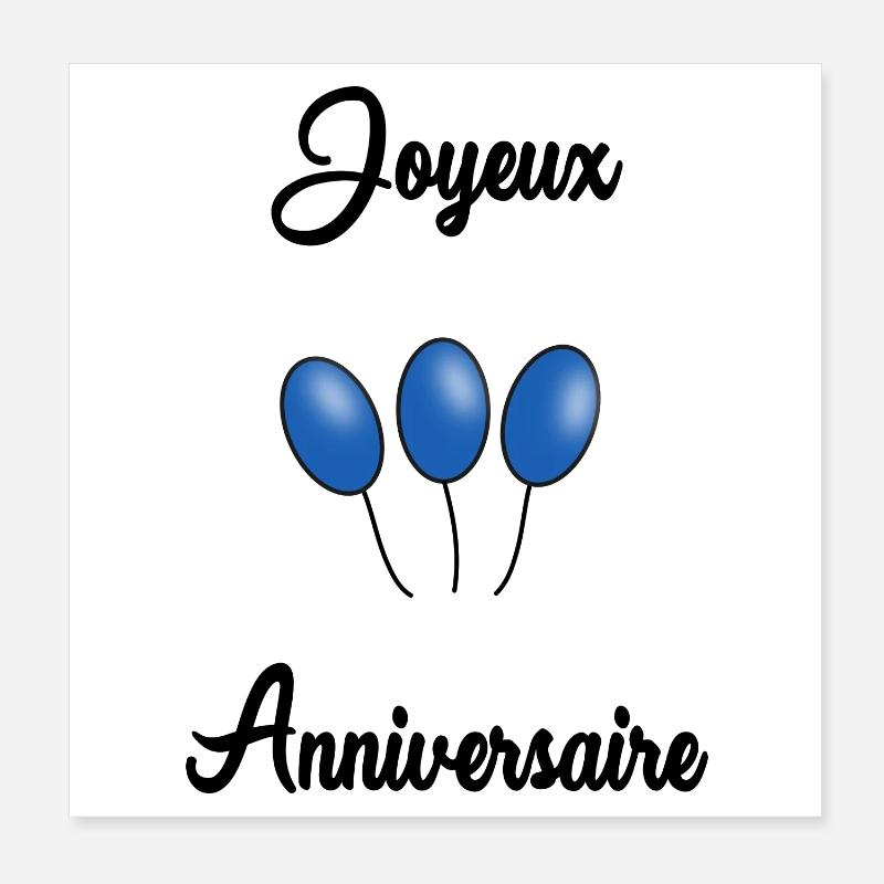 JOYEUX ANNIVERSAIRE Poster 20 x 20 cm
