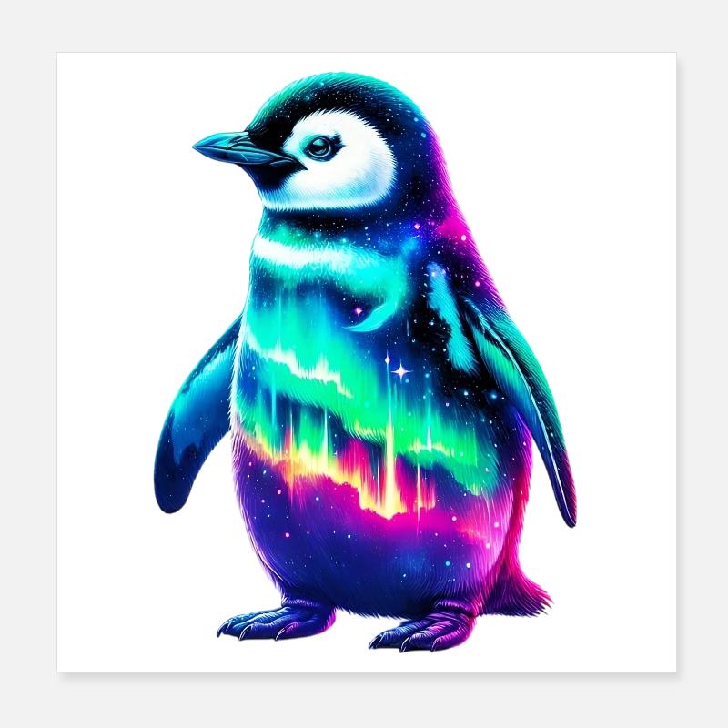 Aurora Borealis Penguin Poster 8" x 8" (20x20 cm)