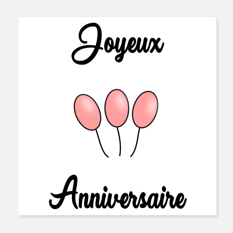 JOYEUX ANNIVERSAIRE Poster 20 x 20 cm