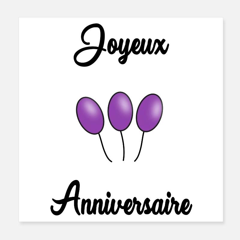 JOYEUX ANNIVERSAIRE Poster 20 x 20 cm