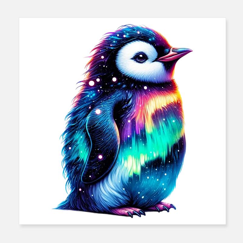 Aurora Borealis Penguin Poster 8" x 8" (20x20 cm)