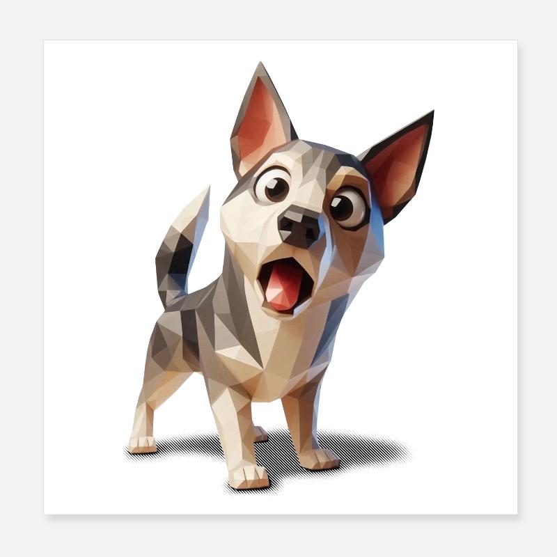 Cadeau de chien Chihuahua low poly pour propriétaire Poster 20 x 20 cm