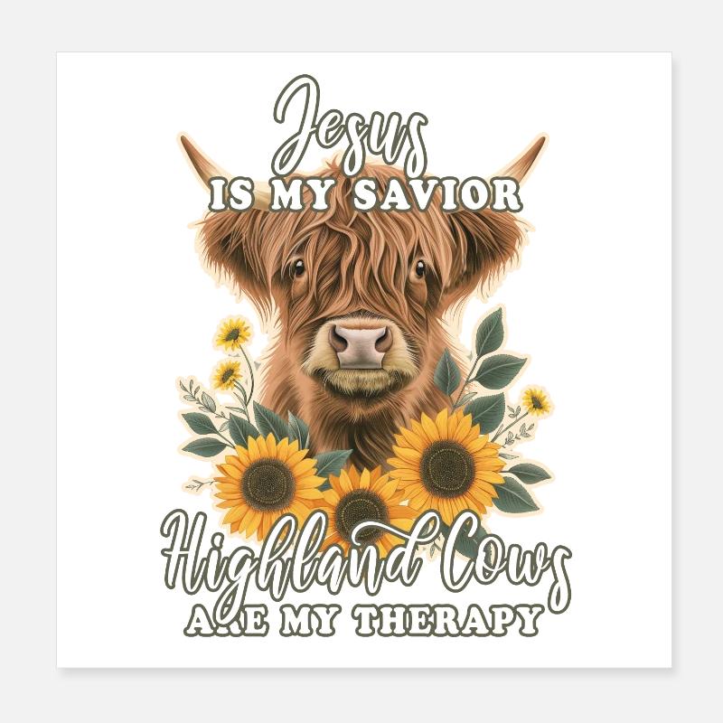 Highland Cattle Vers Chrétiens Poster 20 x 20 cm