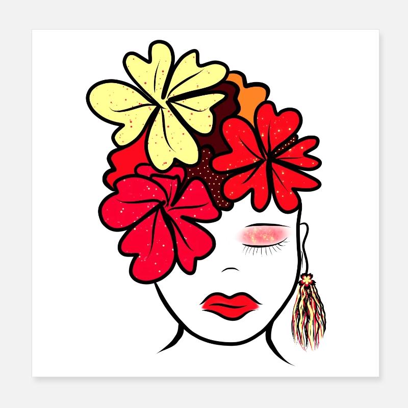 Botanical Flower Collage Print Poster 8" x 8" (20x20 cm)