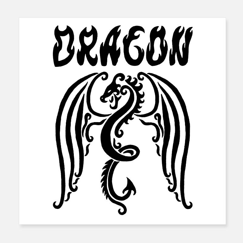 Dragon noir Poster 20 x 20 cm