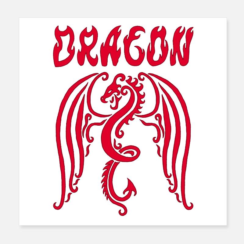 Dragon rouge Poster 20 x 20 cm