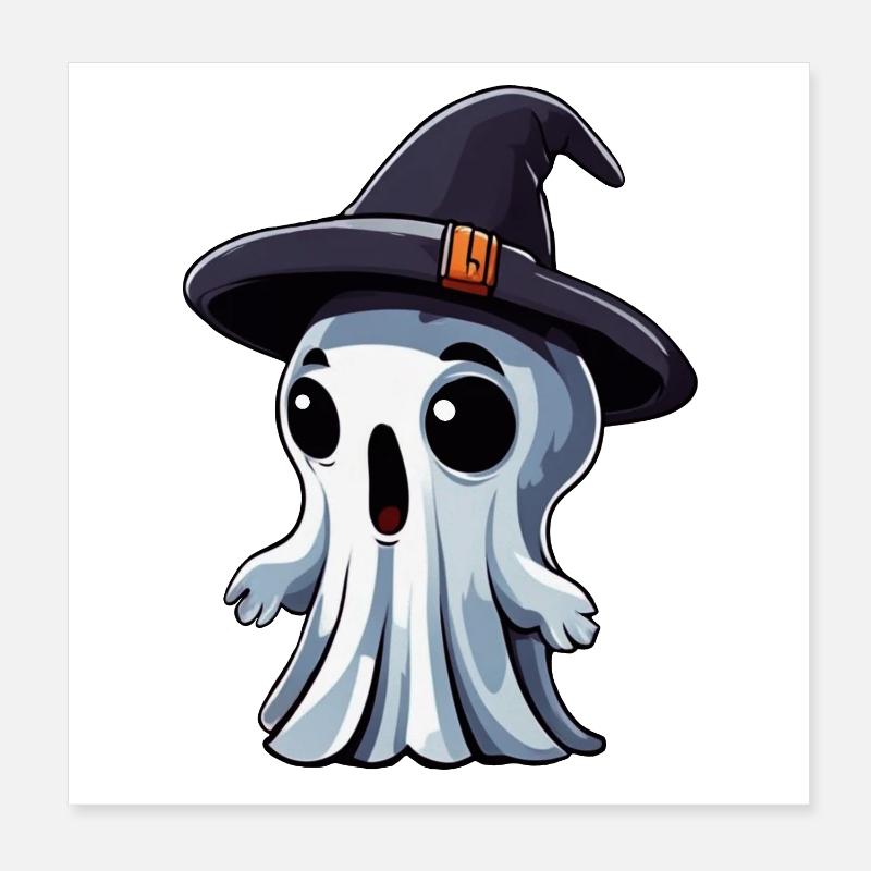 Halloween: Ghost with Hat Poster 8" x 8" (20x20 cm)