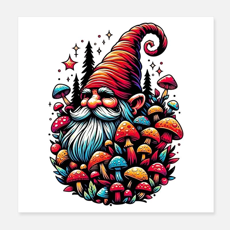 Gnome Poster 8" x 8" (20x20 cm)