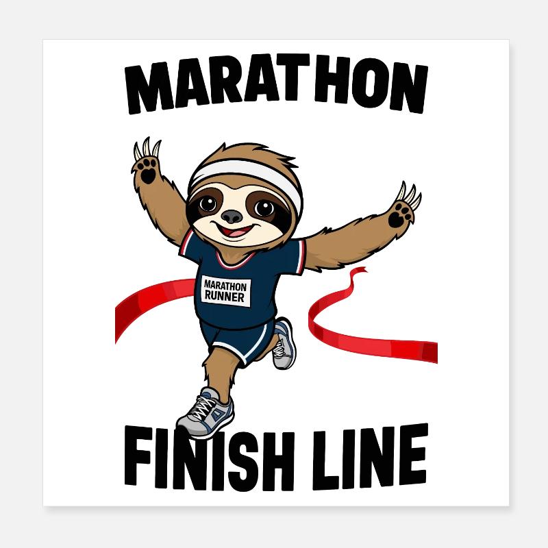 Sloth Marathon Runner Poster 8" x 8" (20x20 cm)