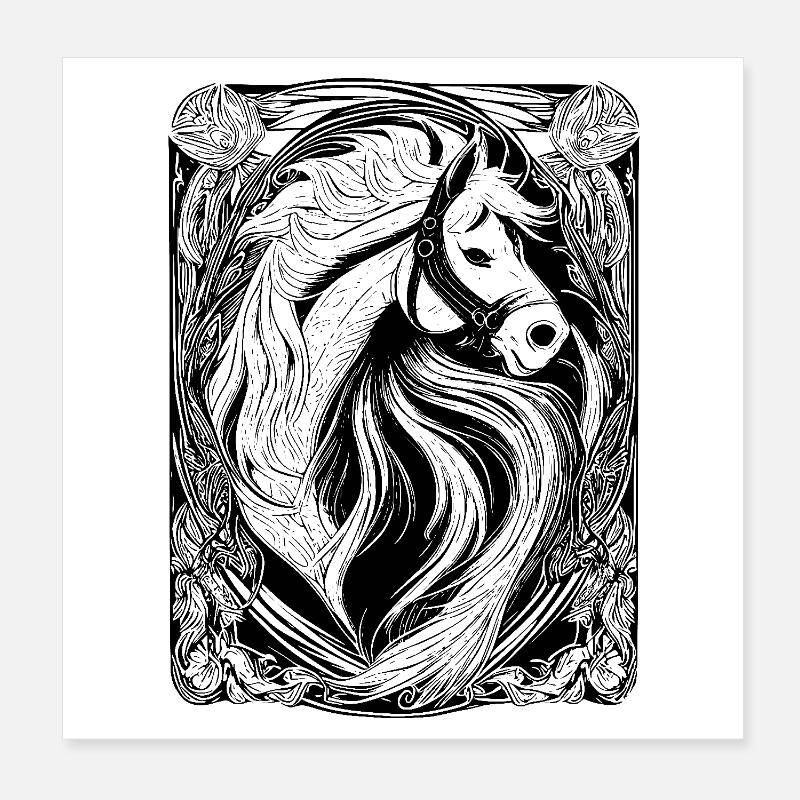 Pferd - Poster 20x20 cm - Weiß