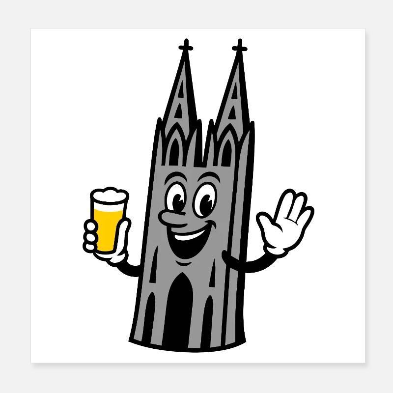 Kölner Dom mit Kölsch Poster 20x20 cm