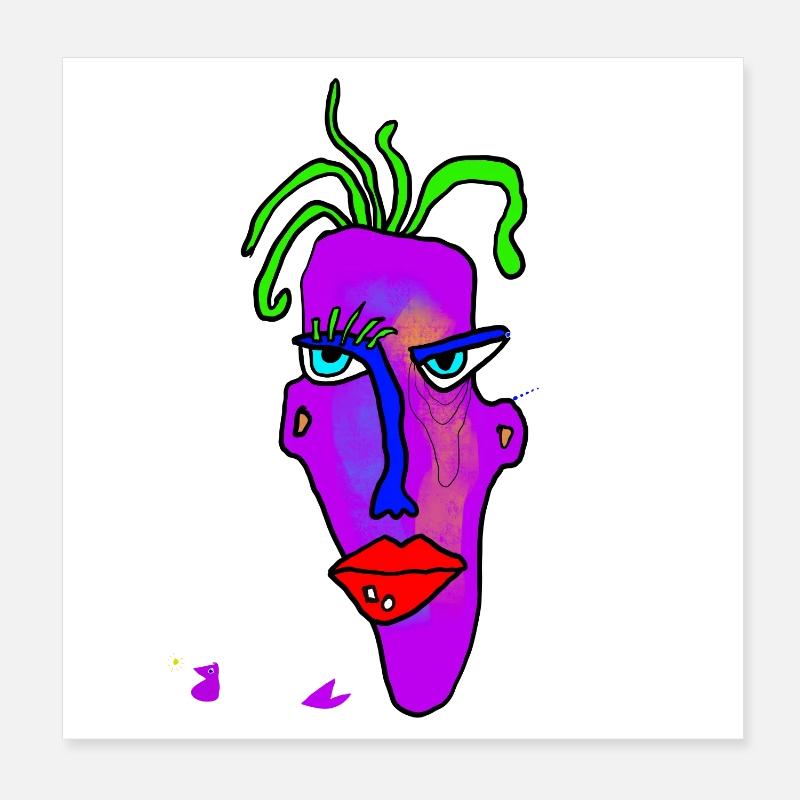 Explosion de couleurs de portrait au néon Poster 20 x 20 cm