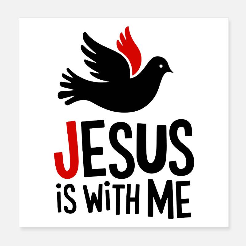 Jésus est avec moi Poster 20 x 20 cm