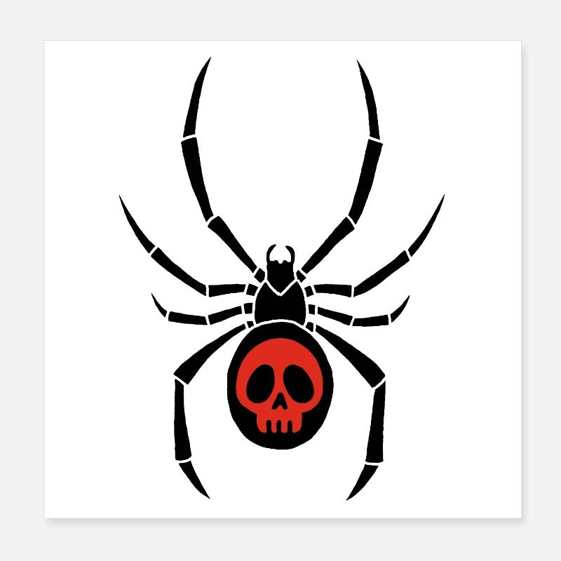 Black widow and red skull Poster 8" x 8" (20x20 cm)