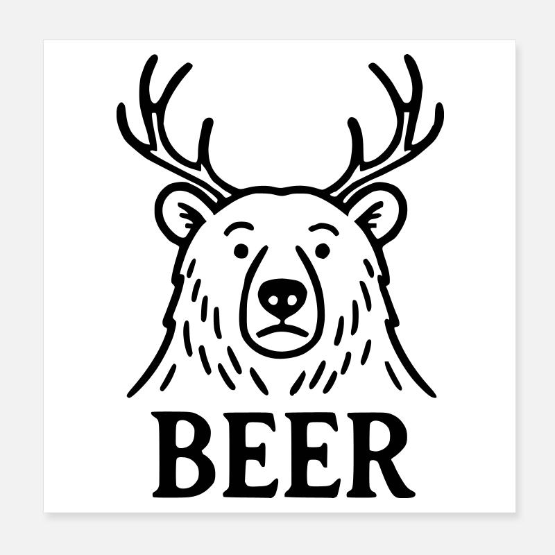Der Bier-Hirsch-Bär Poster 20x20 cm