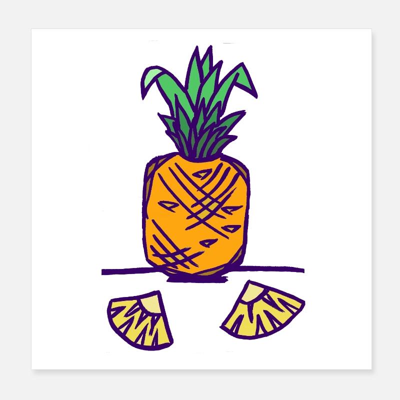 Ananas mit Scheiben Poster 20x20 cm