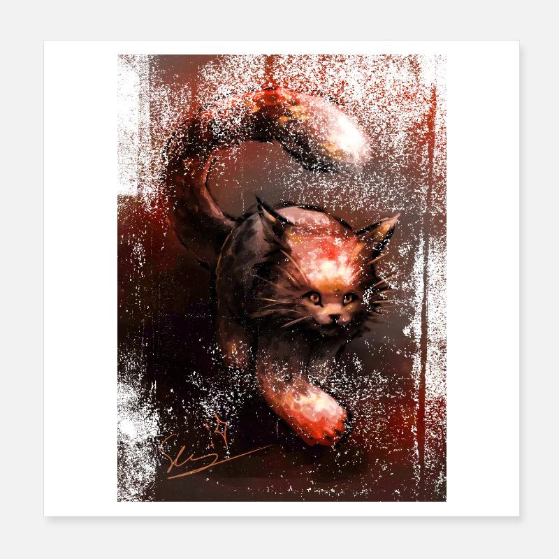Creeping Red Lynx [Hand Painted] Poster 8" x 8" (20x20 cm)