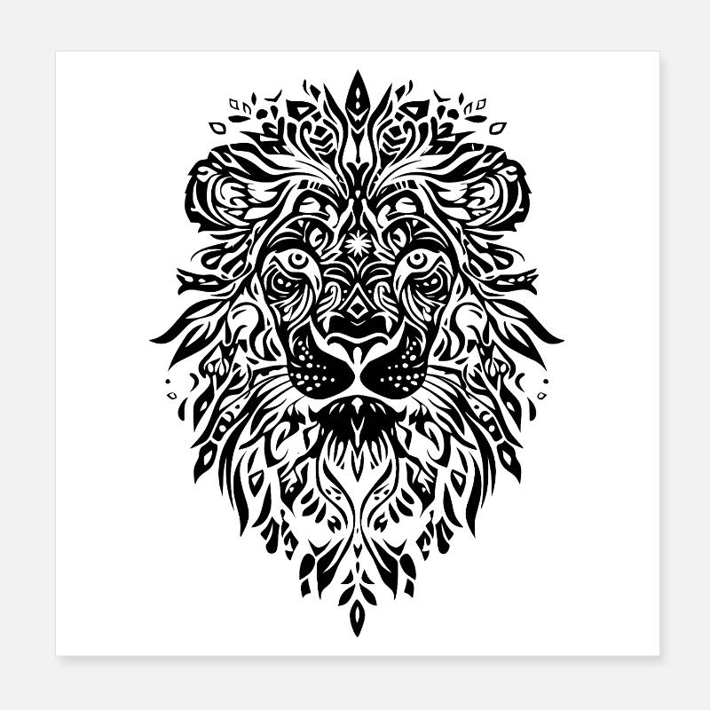 Visage de Mandala Lion Poster 20 x 20 cm