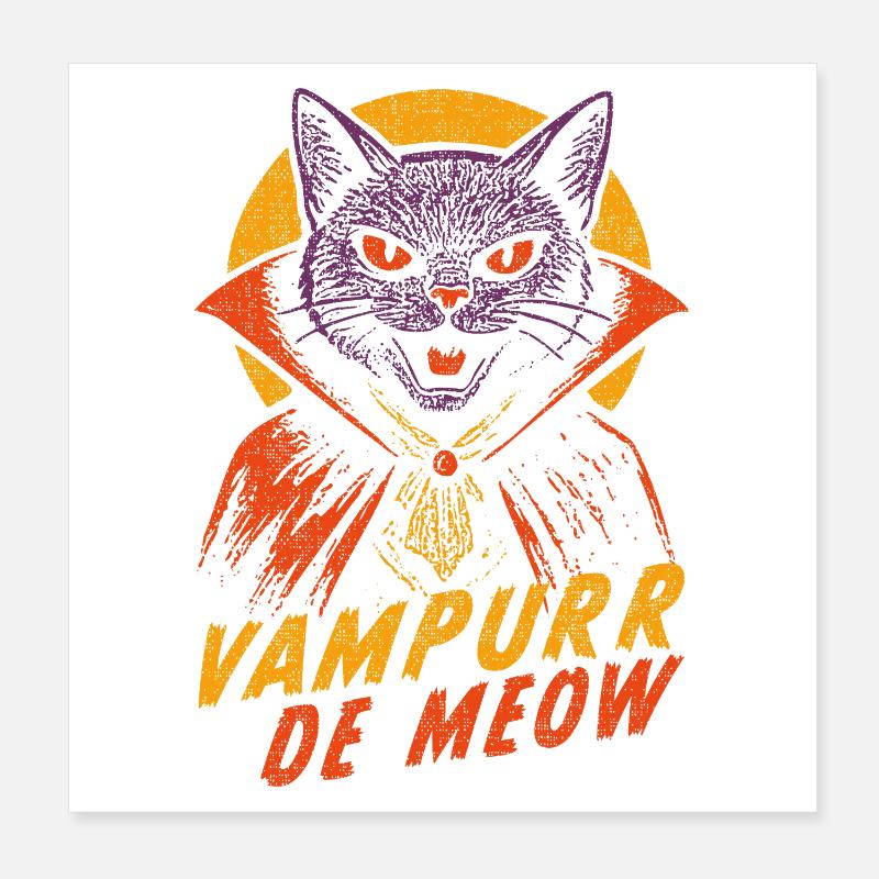 Vampurr De Meow Retro Comic Vampire Cat Poster 20 x 20 cm