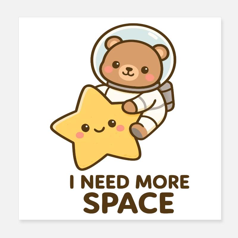 Ours en peluche spatial avec un ami étoile Poster 20 x 20 cm