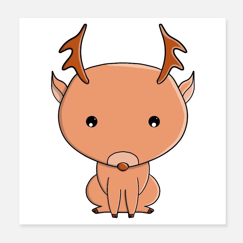 Illustration de dessin animé de renne mignon Poster 20 x 20 cm