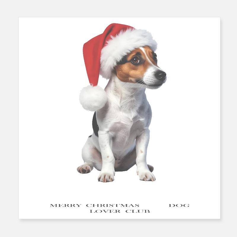 Bonnet de Noël Jack Russell Terrier Poster 20 x 20 cm