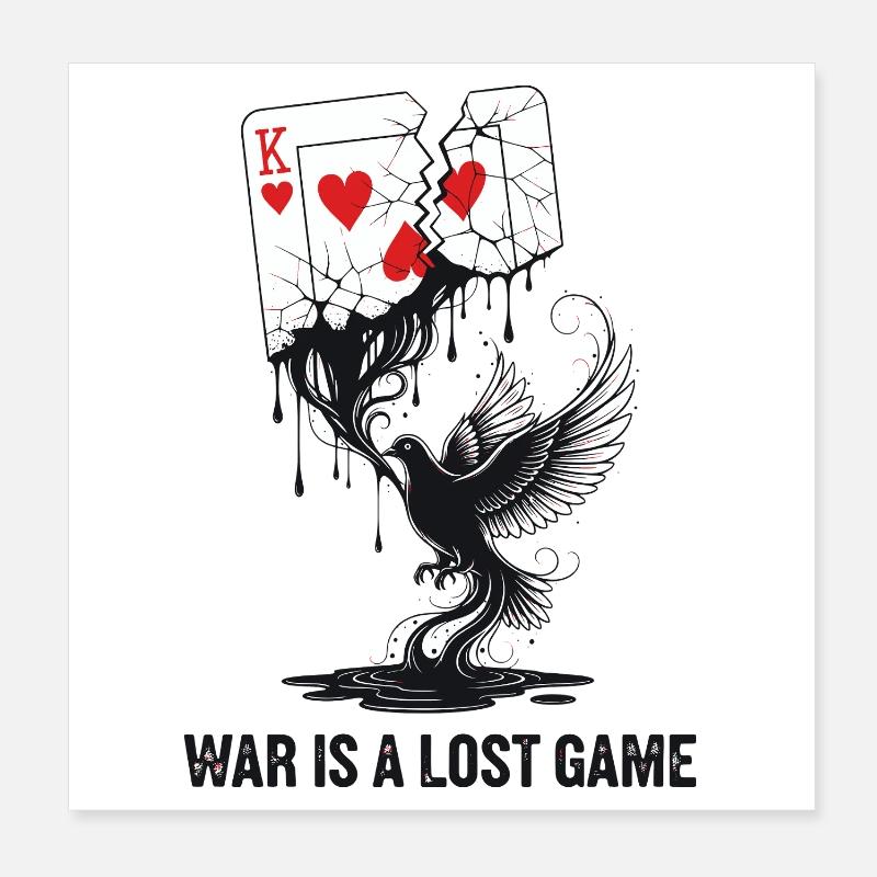 Krieg ist ein verlorenes Spiel Anti-Kriegs-Statement Poster 20x20 cm