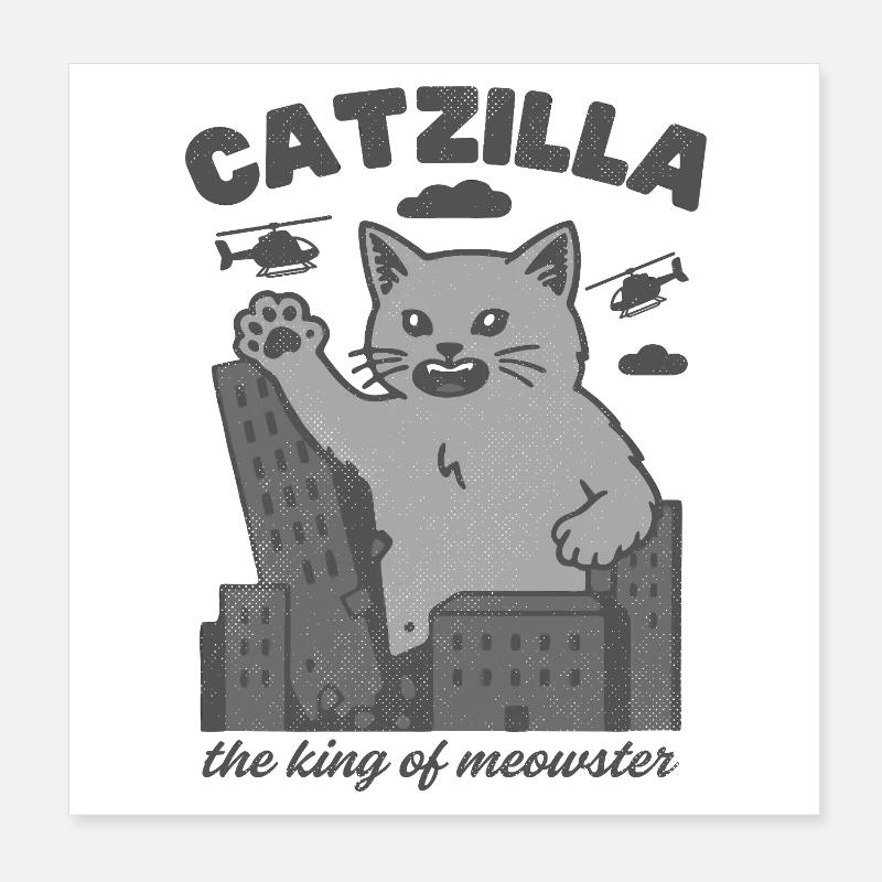 Catzilla Roi de Miaoul Poster 20 x 20 cm