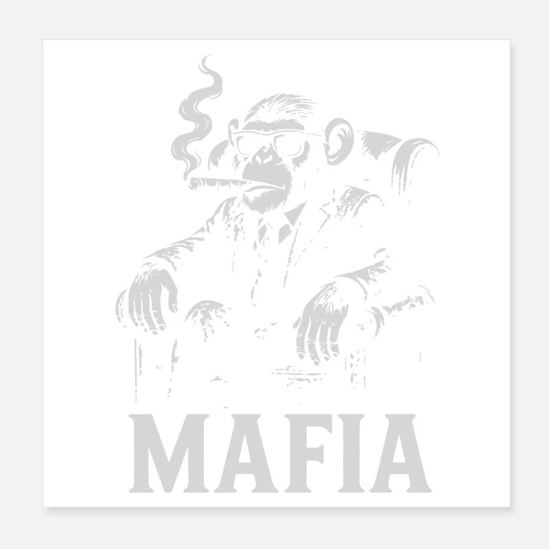 Mafia-Gorilla in Rauch und Anzug Poster 20x20 cm