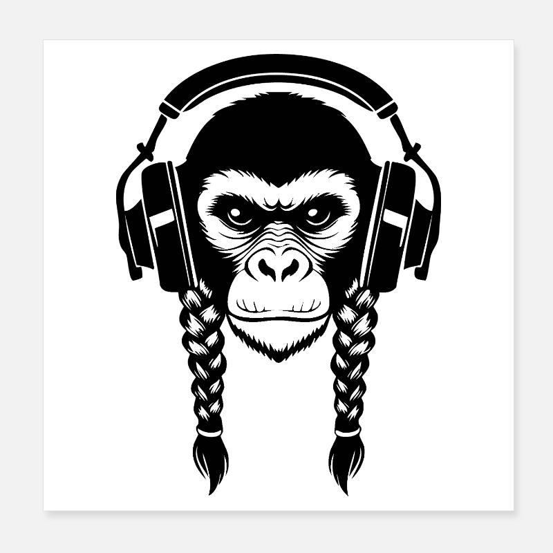 Beat Maker Monkey Head Studio Session Edition Shirt Poster 8" x 8" (20x20 cm)
