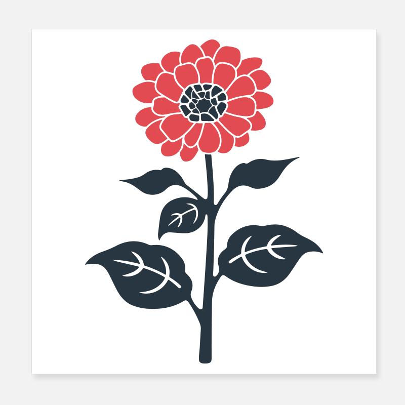 Rote Blume Illustration Poster 20x20 cm