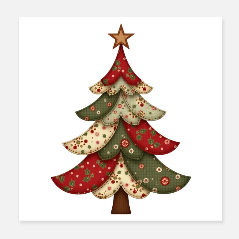 Sapin de Noël vintage en patchwork – Cozy Qui Poster 20 x 20 cm