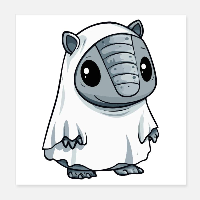 Armadillo Halloween Ghost Poster 8" x 8" (20x20 cm)