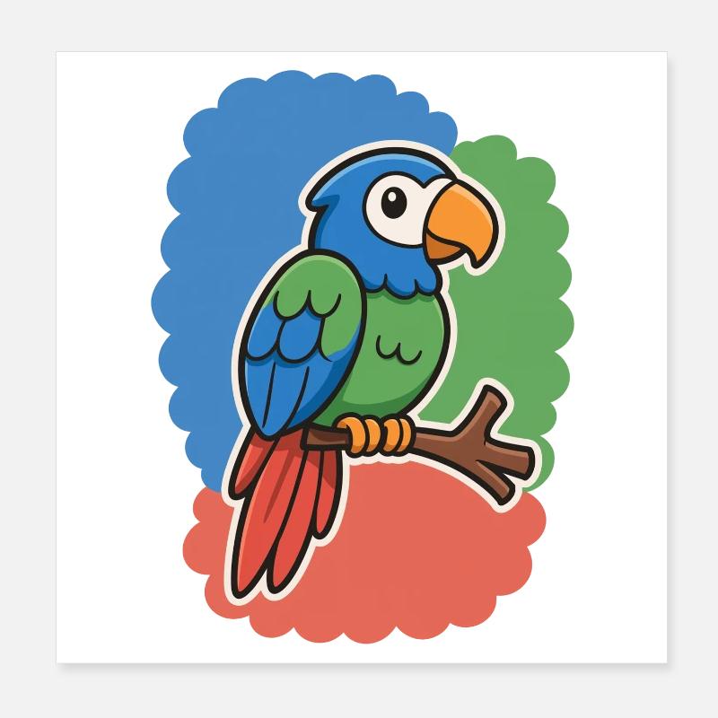 oiseau mignon, petit perroquet Poster 20 x 20 cm