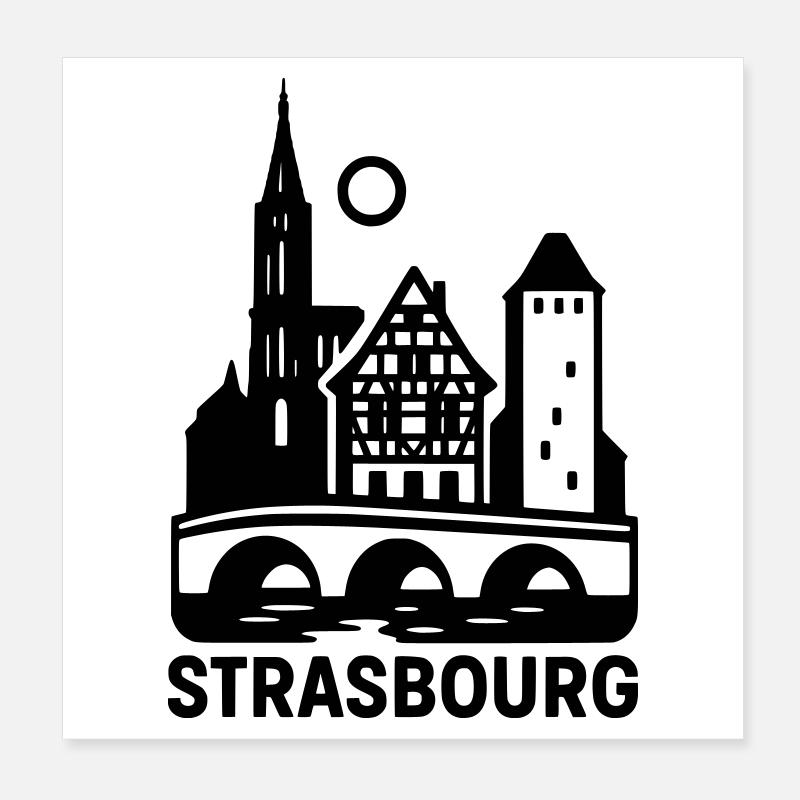 Strasbourg Silhouette Poster 20x20 cm