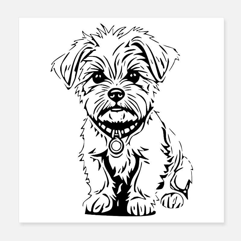 Le petit chien noir mignon Poster 20 x 20 cm