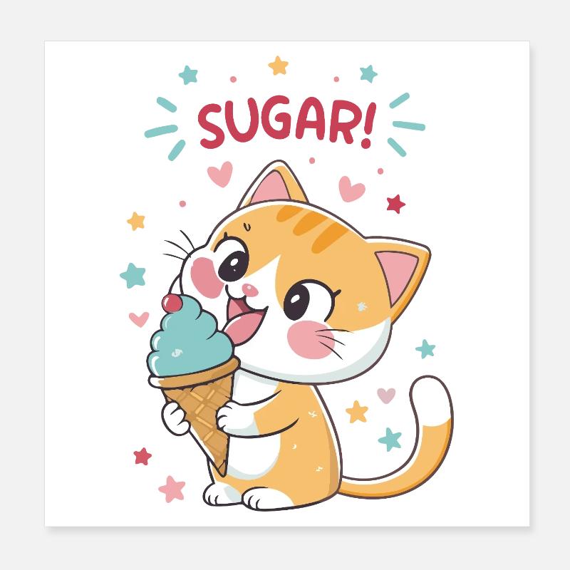 Festliche Gourmet-Katzen-Eiscreme Poster 20x20 cm