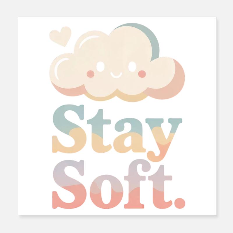 Restez doux – Nuage vintage Poster 20 x 20 cm